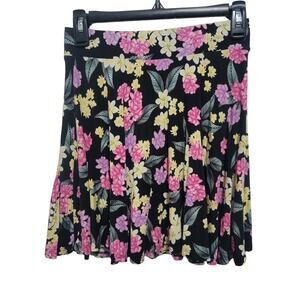 Decree Girls Skirt Black Tropical Floral Print Summer Vacation Size Medium